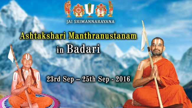 Ashtakshari Manthranustanam in Badari from 23rd Sep - 25th Sep 2016 HH Chinna Jeeyar swamiji