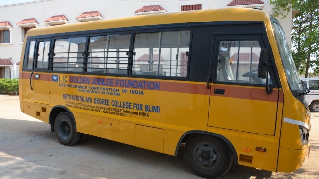 Life Insurance Corporation of India Donated Bus to Netra Vidyalaya