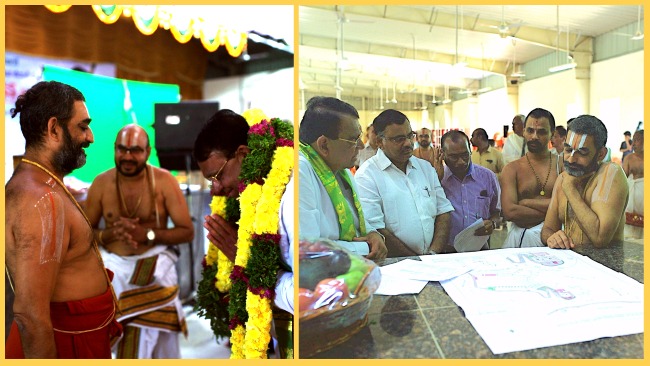 Agricultural Minister, Sri Pocharam Srinivas Reddy pays respects to Sri Chinna Jeeyar Swami at JIVA