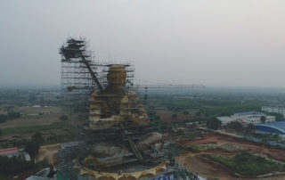 Polishing of the Statue underway and Dynamic Fountain work picks up the pace chinnajeeyar