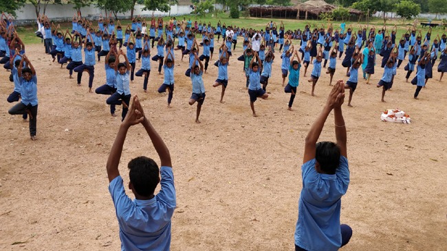 World Yoga Day at Jeeyar Gurukulams - Allampalli and Beersaipet