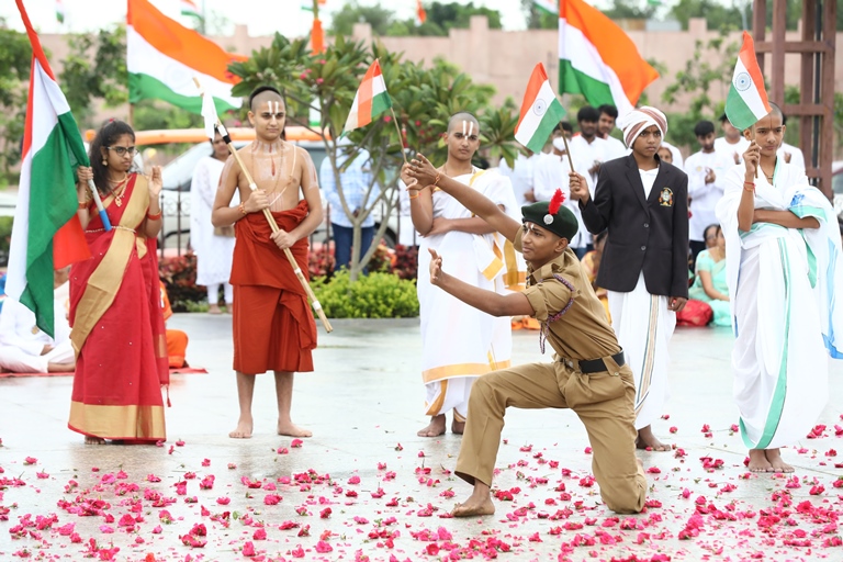 Jeeyar Vedic School Students Performance in Independence Day Celebrations at Statue of Equality