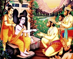 Rama giving Hanuman chudamani