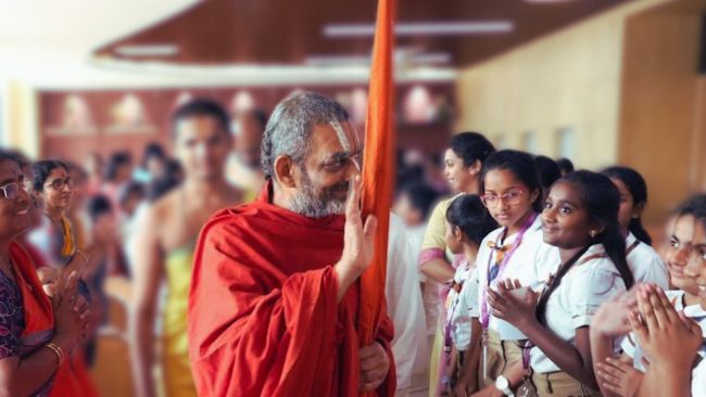 HH Chinna Jeeyar Swamiji with Bloomingdale International School Students Vijayawada
