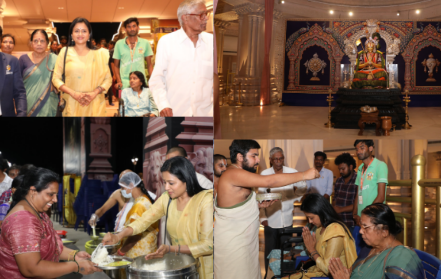 Popular Anchor Suma ji serves prasadam at Statue of Equality