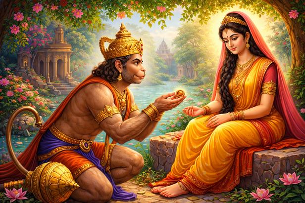Hanuman meets Sitha in Lanka